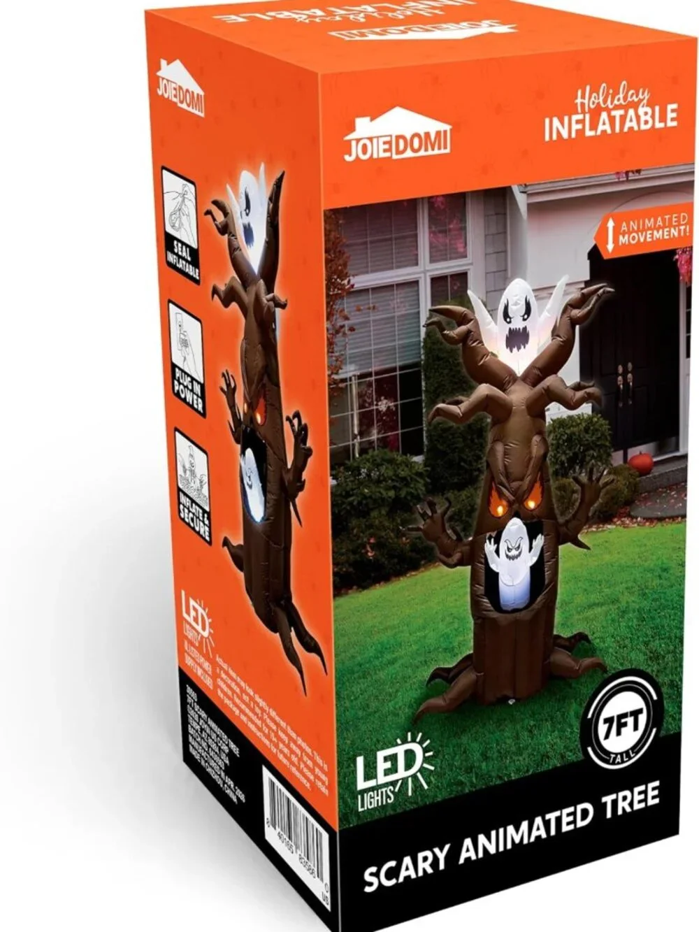 7 Ft Halloween Inflatable Tree Decor with LED Ghost - Outdoor Blow Up Yard